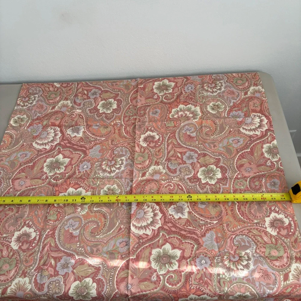 VTG Floral Paisley SQ Tablecloth & 7Napkin Set Terracotta Sage Lavender 34x34‎